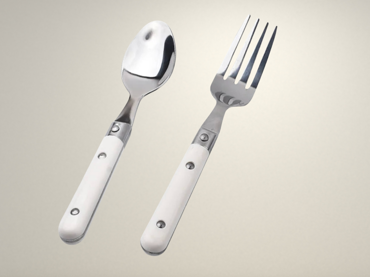 OllaLuxe 3-Piece Cutlery Set - Stainless Steel Knife, Fork & Spoon with Silicone Handles