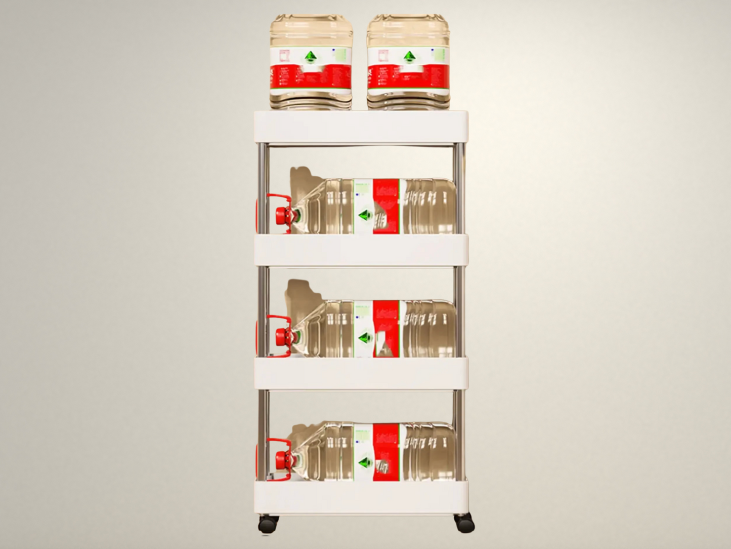 OllaLuxe 3/4-Tier Movable Gap Storage Rack – Slim Rolling Utility Cart for Kitchen, Bathroom & Living Room