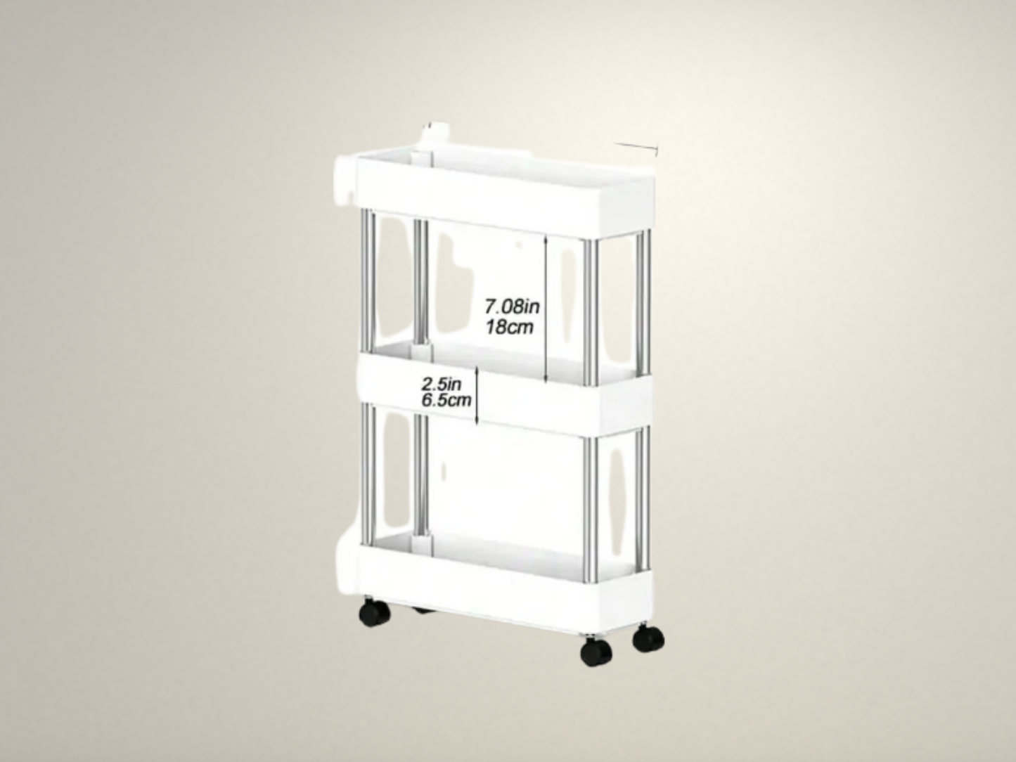 OllaLuxe 3/4-Tier Movable Gap Storage Rack – Slim Rolling Utility Cart for Kitchen, Bathroom & Living Room