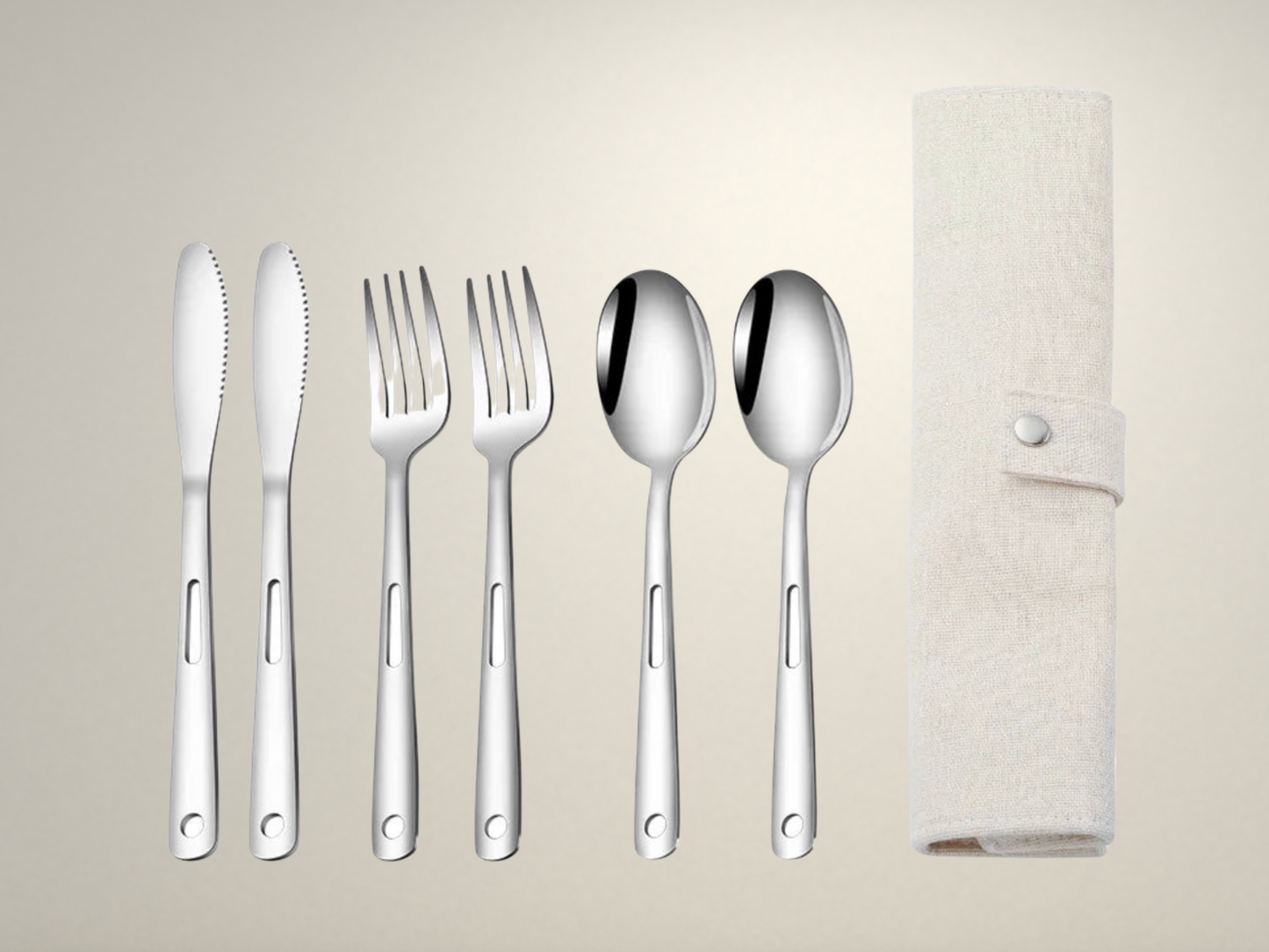 OllaLuxe 6-Piece Premium Travel Cutlery Set – Stainless Steel Utensils with Storage Pouch