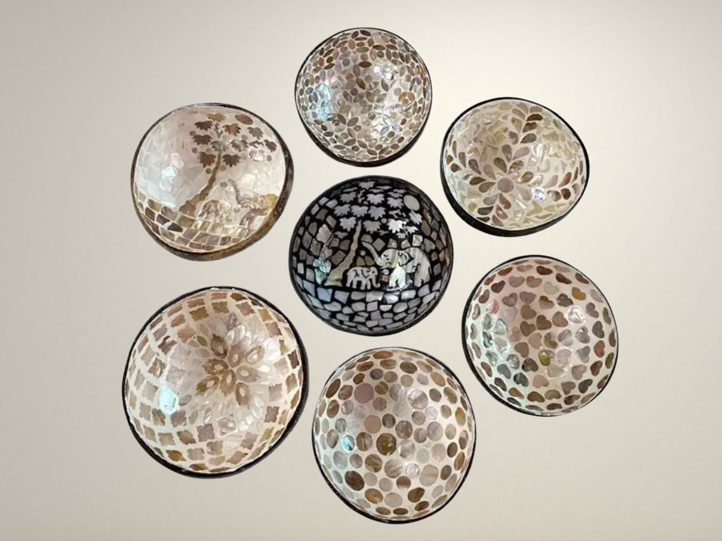 OllaLuxe Artisan Painted Coconut Shell Bowl – Handcrafted Decorative Storage & Display Bowl