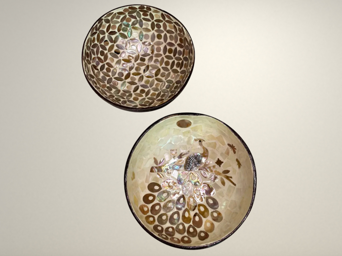 OllaLuxe Artisan Painted Coconut Shell Bowl – Handcrafted Decorative Storage & Display Bowl
