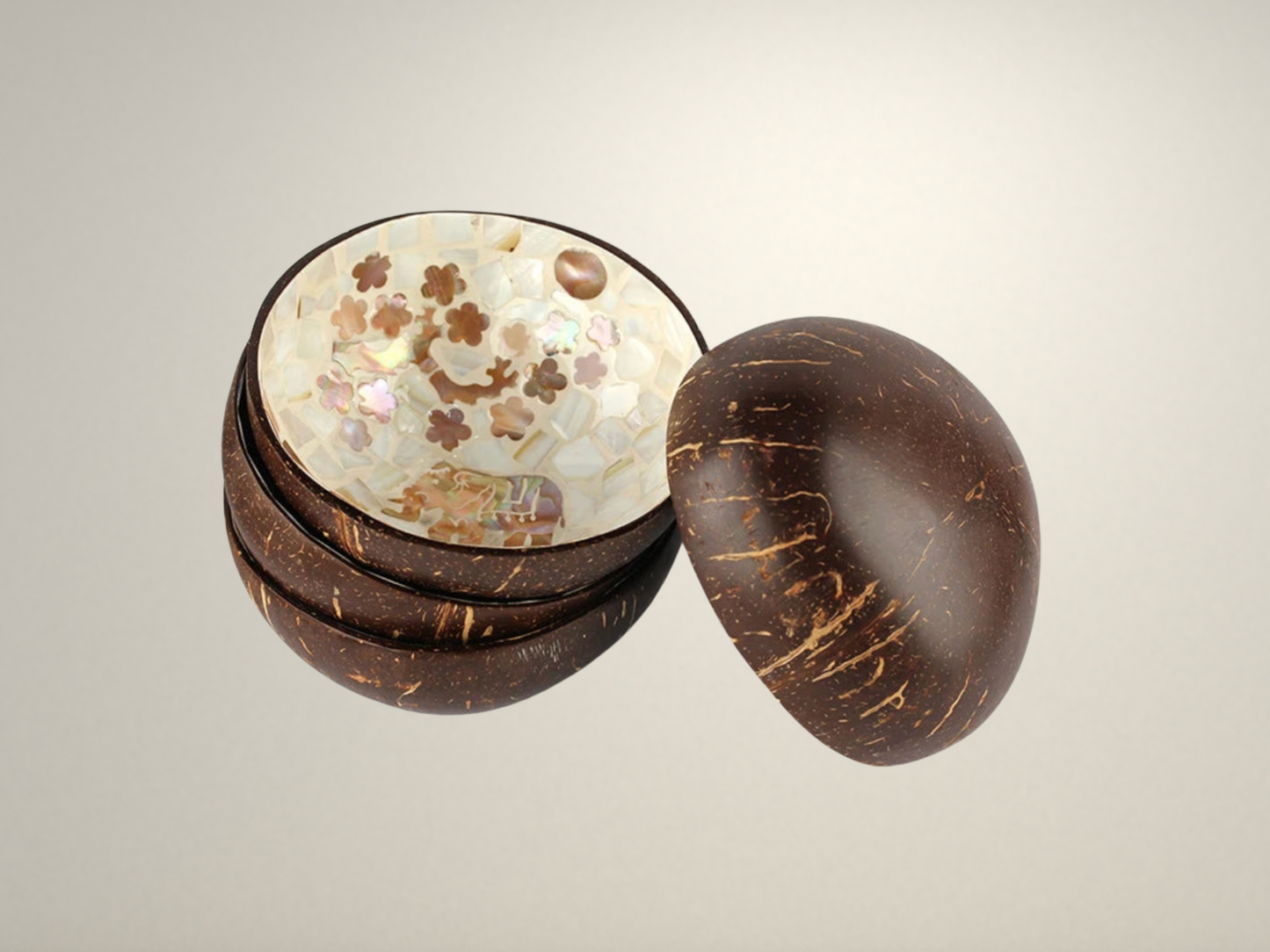 OllaLuxe Artisan Painted Coconut Shell Bowl – Handcrafted Decorative Storage & Display Bowl