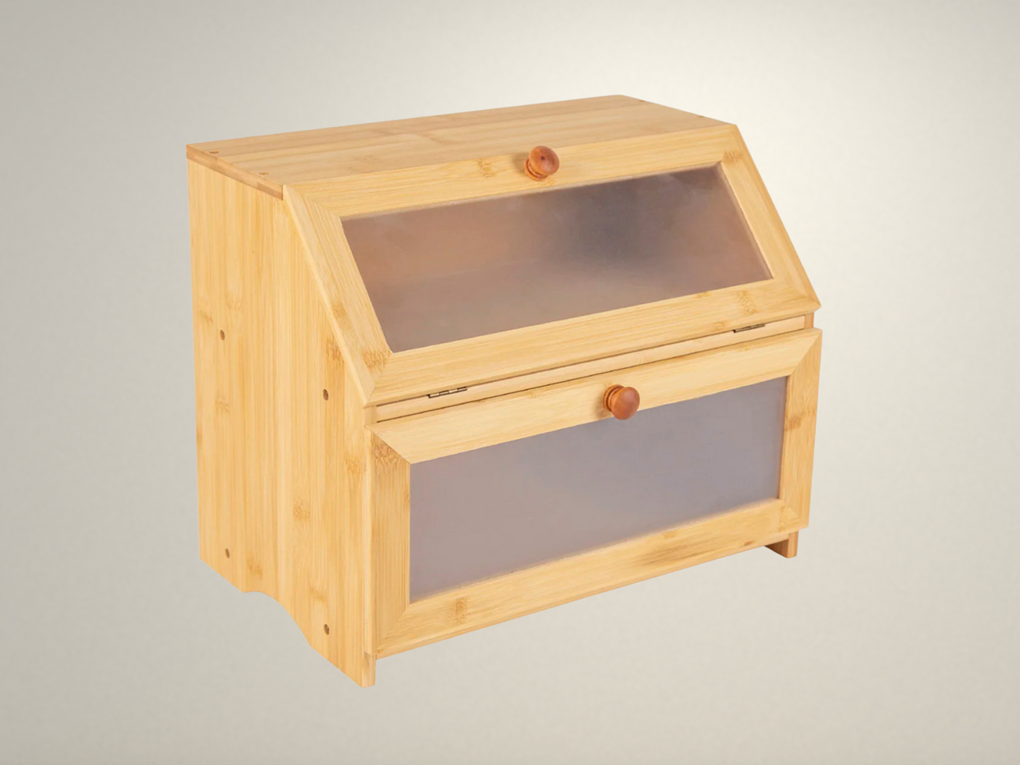 OllaLuxe Bamboo Double-Layer Bread Box – Multi-Purpose Bread & Pastry Storage