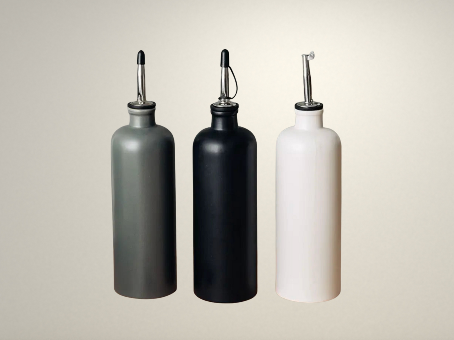OllaLuxe Ceramic Olive Oil & Vinegar Dispenser – Leakproof 300ml Seasoning Bottle