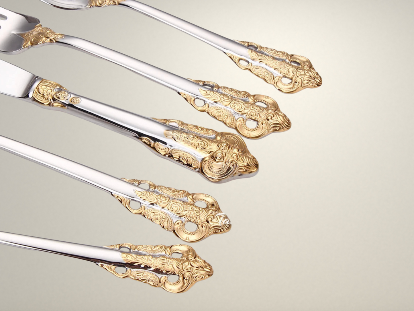 OllaLuxe Gold Plated Cutlery Set – Vintage Luxury Flatware for Elevated Dining