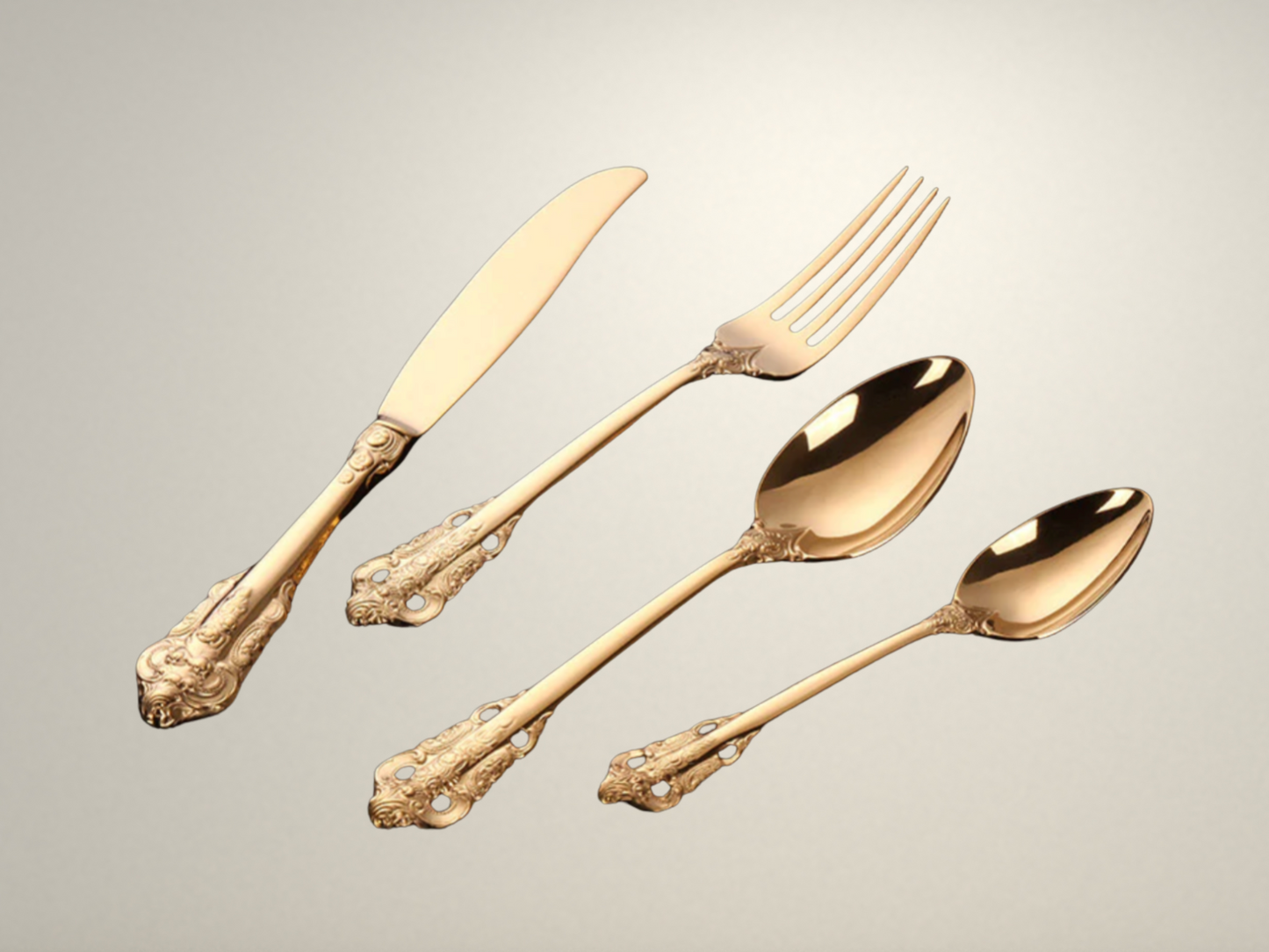 OllaLuxe Luxury Carving Gold Cutlery Set