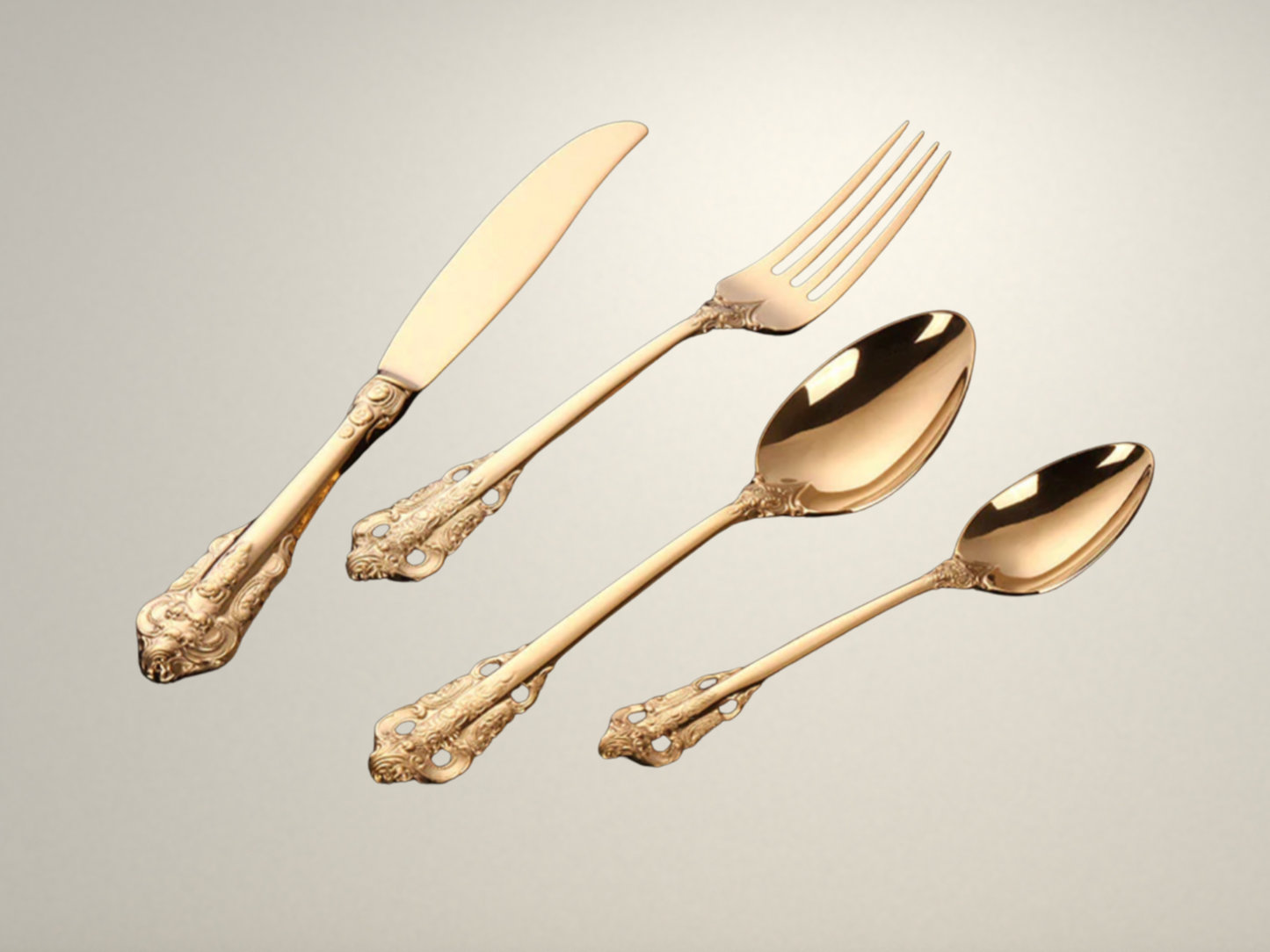 OllaLuxe Luxury Carving Gold Cutlery Set