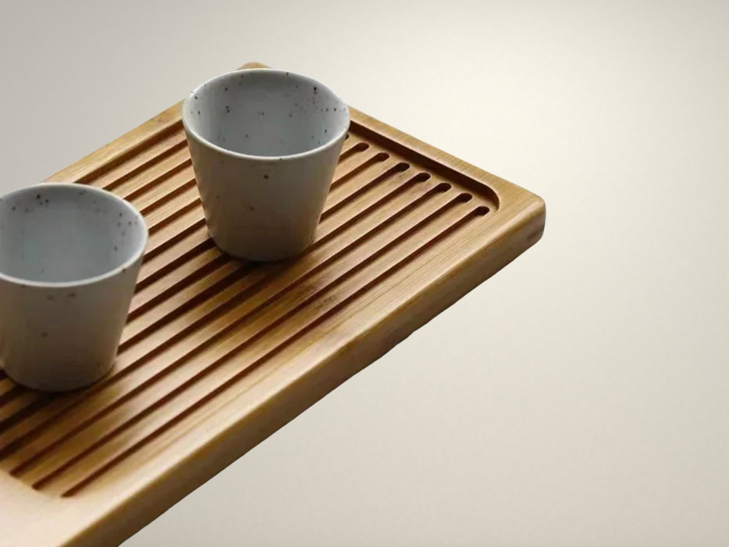 OllaLuxe Small Bamboo Tea Tray with Woven Rattan Mat – Natural Tea Board & Serving Tray