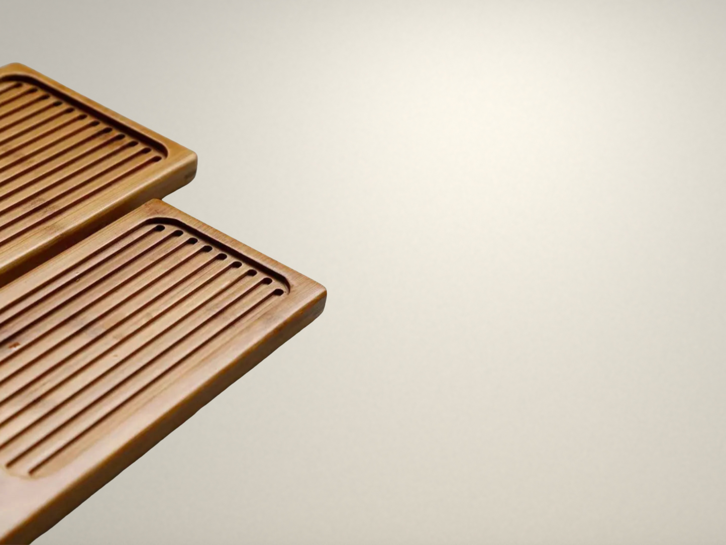 OllaLuxe Small Bamboo Tea Tray with Woven Rattan Mat – Natural Tea Board & Serving Tray