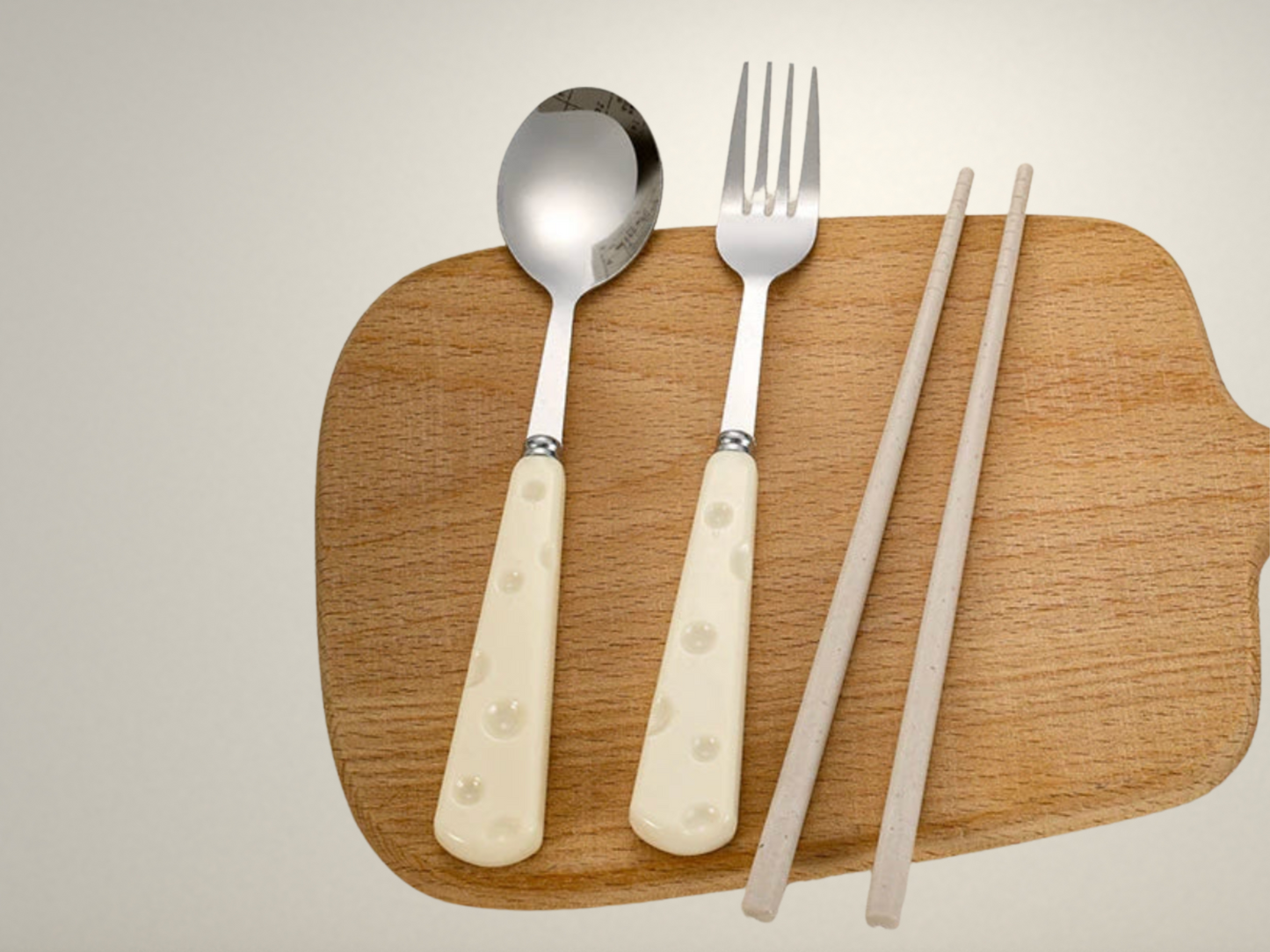 OllaLuxe Wheat Straw Travel Cutlery Set - 4pc Utensils with Case
