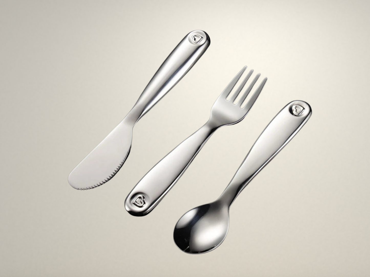 OllaLuxe 316 Stainless Steel Love Heart Children’s Cutlery Set – Spoon, Fork & Knife for Kids