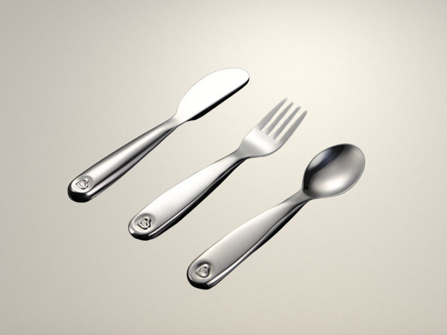 OllaLuxe 316 Stainless Steel Love Heart Children’s Cutlery Set – Spoon, Fork & Knife for Kids