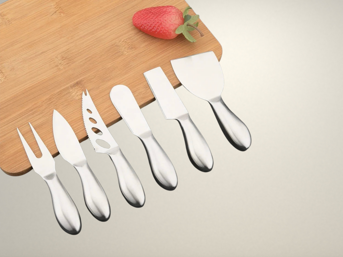 OllaLuxe 6-Piece Stainless Steel Cheese & Butter Cutlery Set – Knives, Grater & Slicers