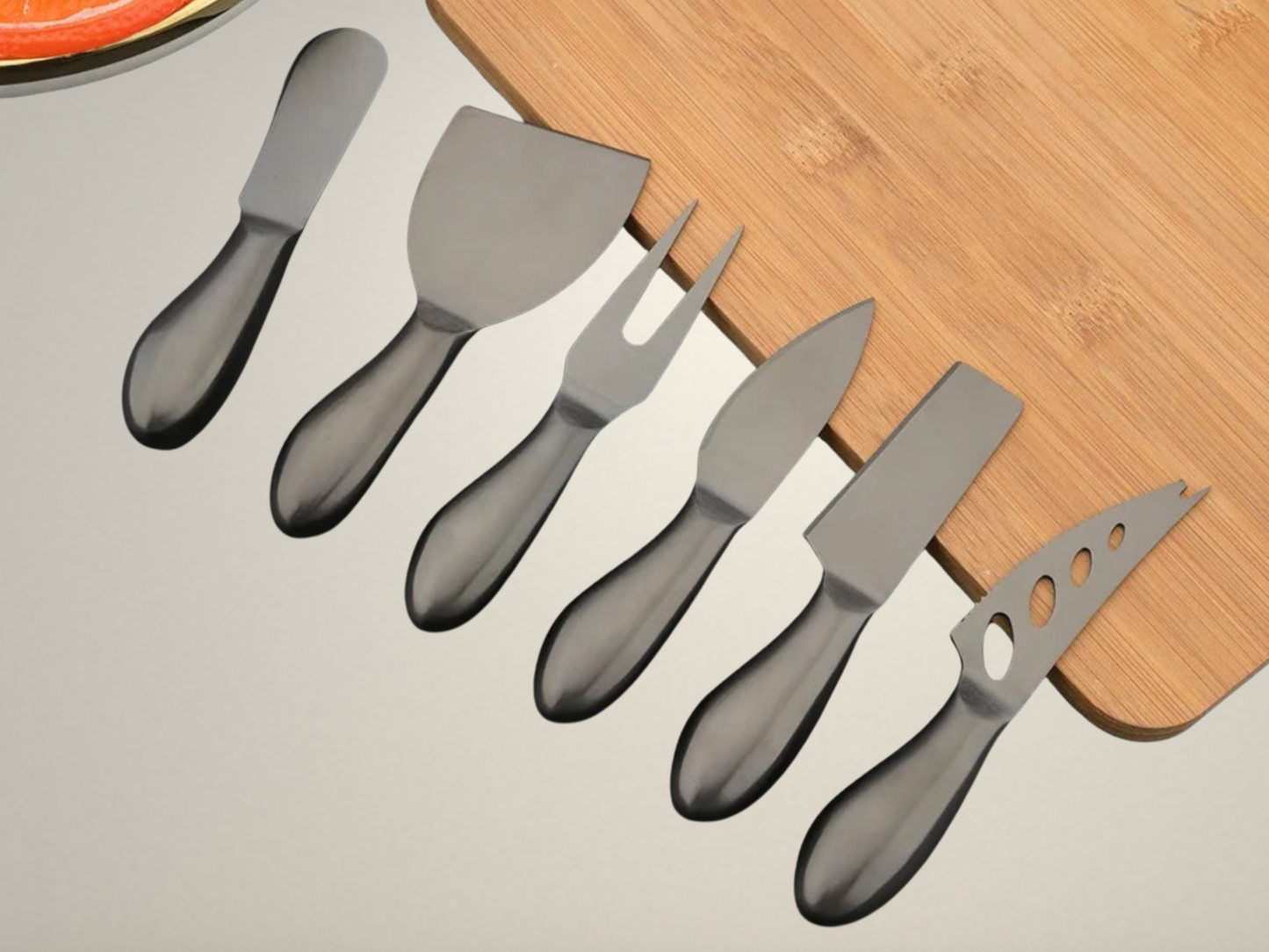 OllaLuxe 6-Piece Stainless Steel Cheese & Butter Cutlery Set – Knives, Grater & Slicers