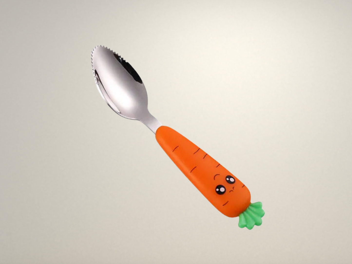 OllaLuxe Children’s Carrot Spoon & Fork Set – Stainless Steel Baby Feeding Cutlery
