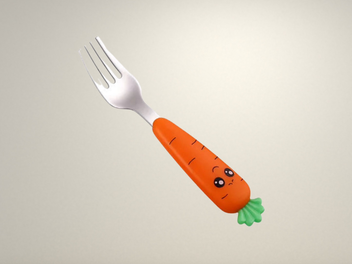 OllaLuxe Children’s Carrot Spoon & Fork Set – Stainless Steel Baby Feeding Cutlery