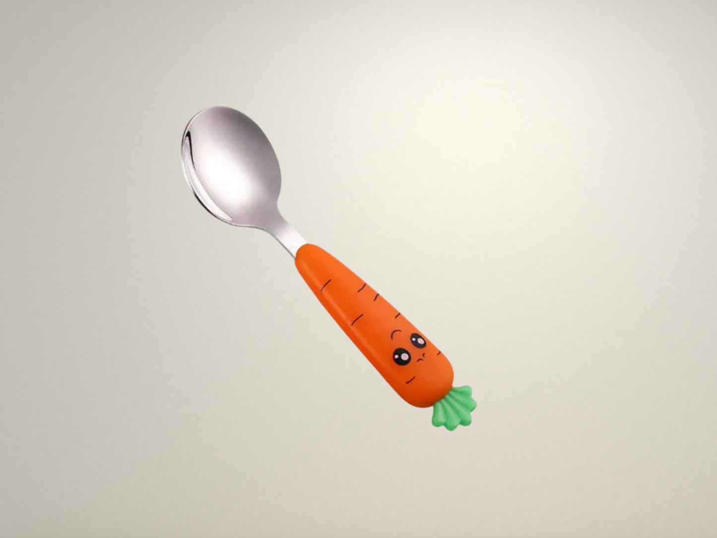 OllaLuxe Children’s Carrot Spoon & Fork Set – Stainless Steel Baby Feeding Cutlery