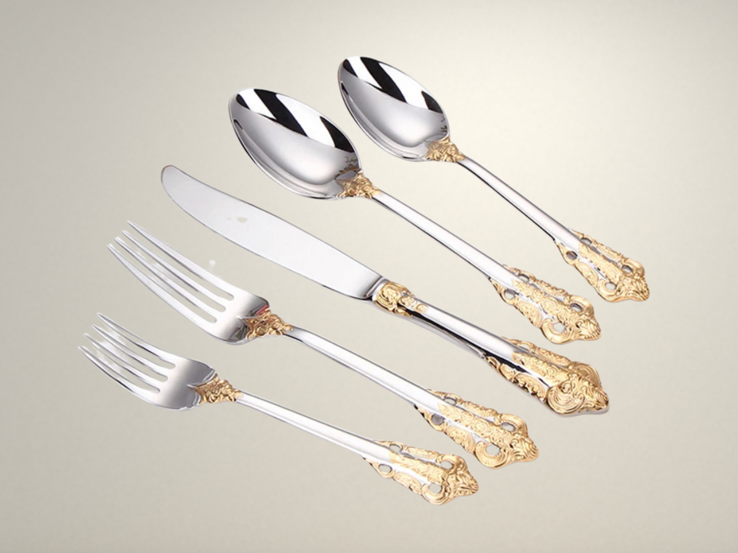 OllaLuxe Gold Plated Cutlery Set – Vintage Luxury Flatware for Elevated Dining