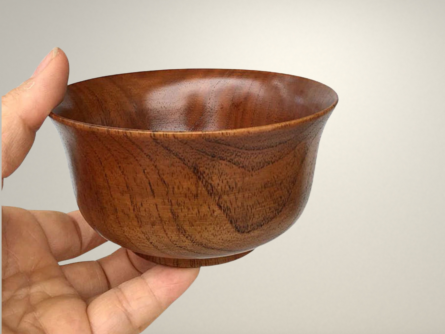 OllaLuxe Japanese-Style Wooden Rice & Soup Bowls – Natural Anti-Scalding Tableware