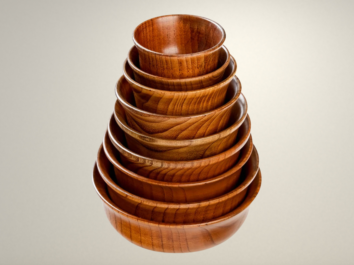 OllaLuxe Japanese-Style Wooden Rice & Soup Bowls – Natural Anti-Scalding Tableware