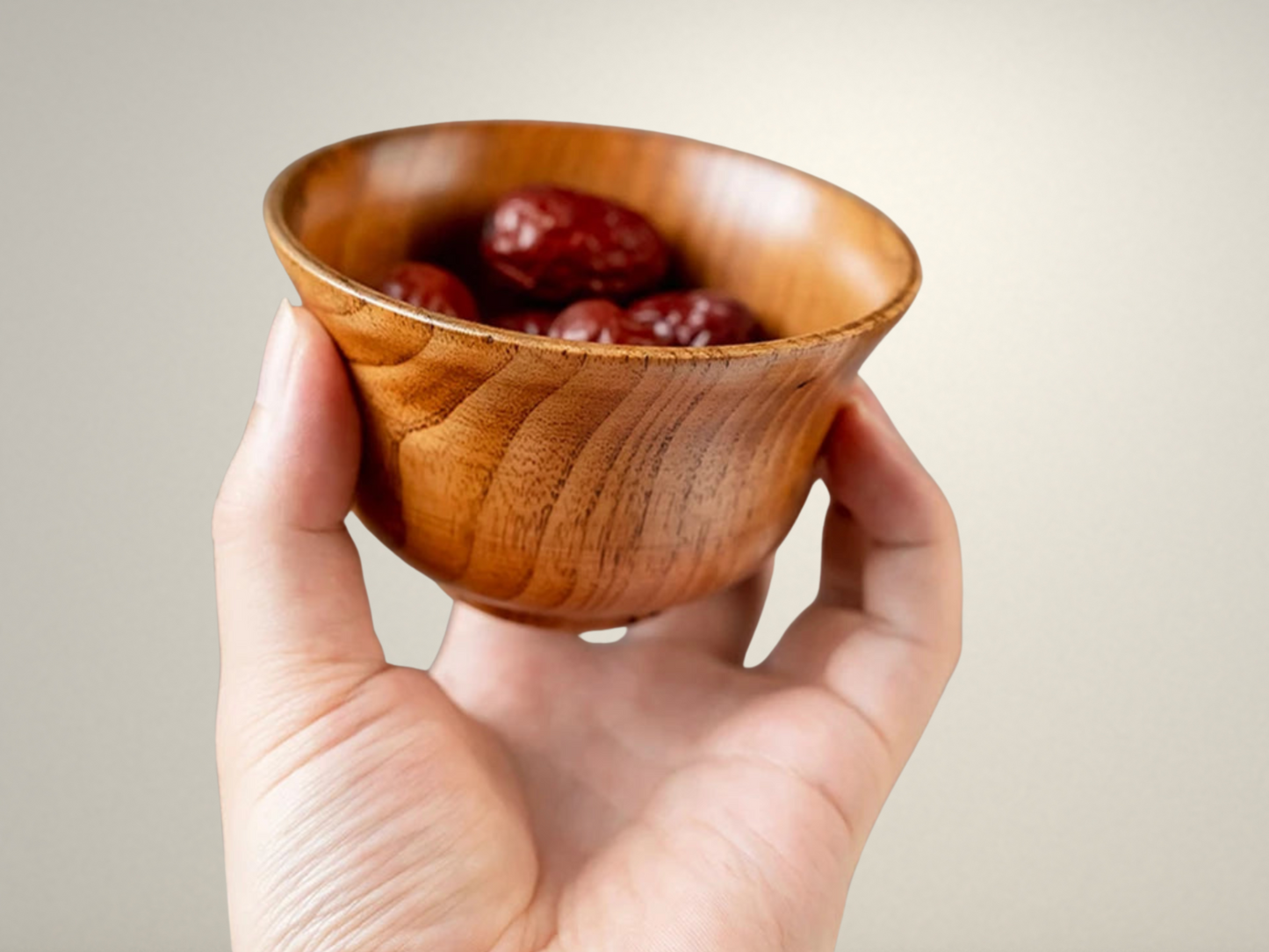 OllaLuxe Japanese-Style Wooden Rice & Soup Bowls – Natural Anti-Scalding Tableware