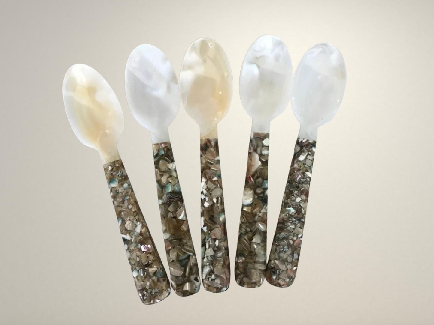 OllaLuxe Natural Shell Dessert & Coffee Spoon – Mother of Pearl Vintage Cutlery