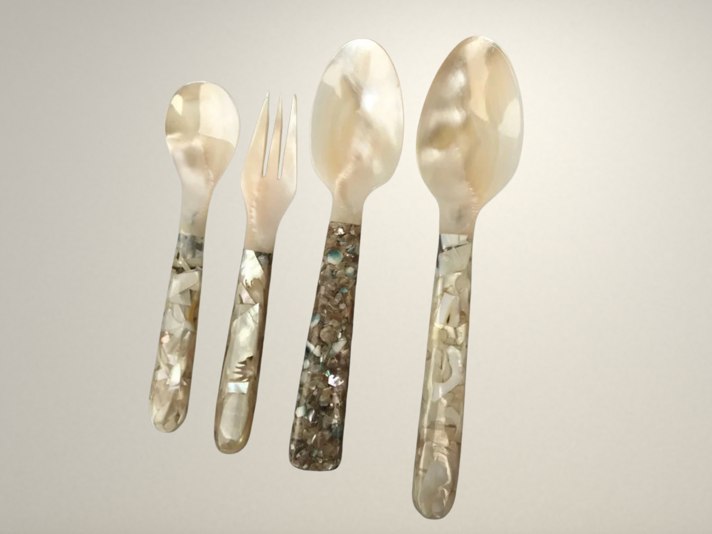 OllaLuxe Natural Shell Dessert & Coffee Spoon – Mother of Pearl Vintage Cutlery