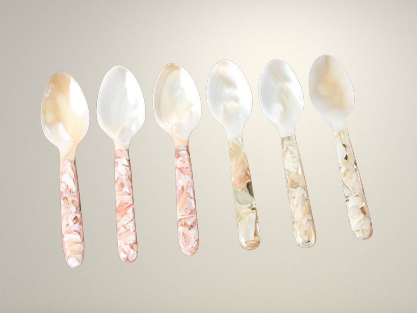 OllaLuxe Natural Shell Dessert & Coffee Spoon – Mother of Pearl Vintage Cutlery