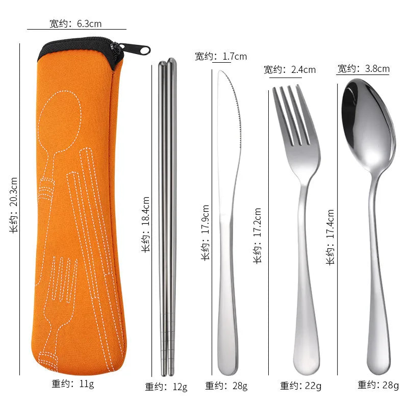 OllaLuxe 3-Piece Portable Stainless Steel Cutlery Set with Case – Knife, Fork & Spoon