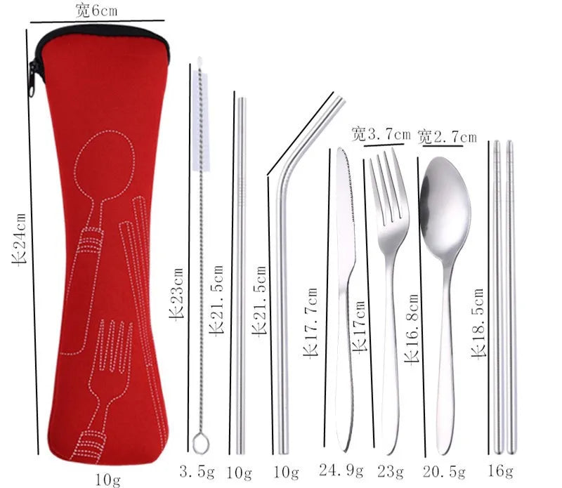 OllaLuxe 3-Piece Portable Stainless Steel Cutlery Set with Case – Knife, Fork & Spoon