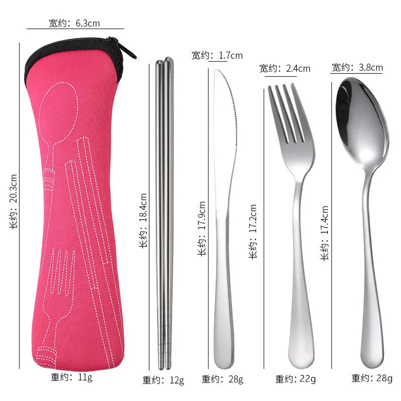 OllaLuxe 3-Piece Portable Stainless Steel Cutlery Set with Case – Knife, Fork & Spoon