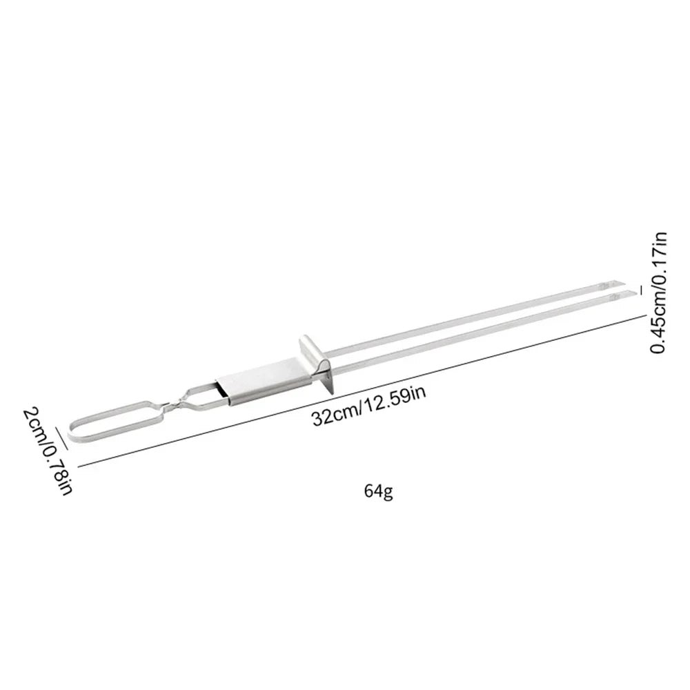 OllaLuxe Double-Needle Stainless Steel BBQ Skewers – Reusable Barbecue Forks