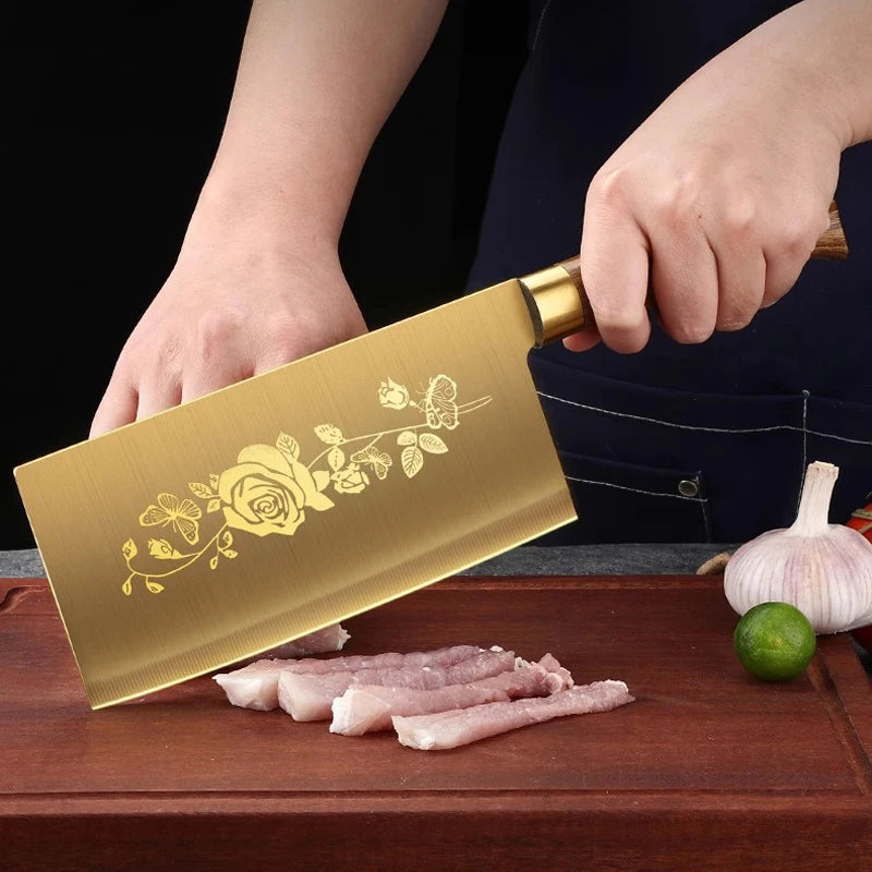 OllaLuxe Deluxe Gold Chef’s Knife – Titanium Plated Stainless Steel Kitchen Essential