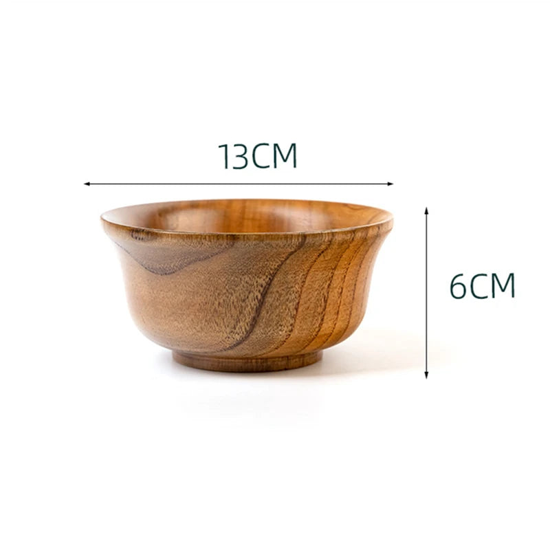 OllaLuxe Japanese-Style Wooden Rice & Soup Bowls – Natural Anti-Scalding Tableware