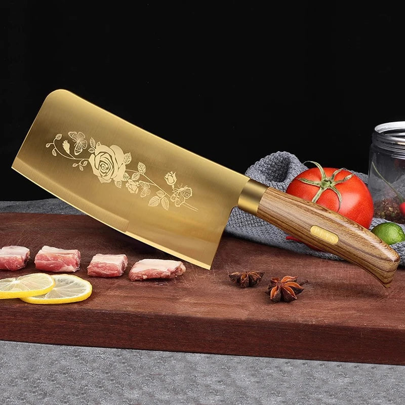 OllaLuxe Deluxe Gold Chef’s Knife – Titanium Plated Stainless Steel Kitchen Essential