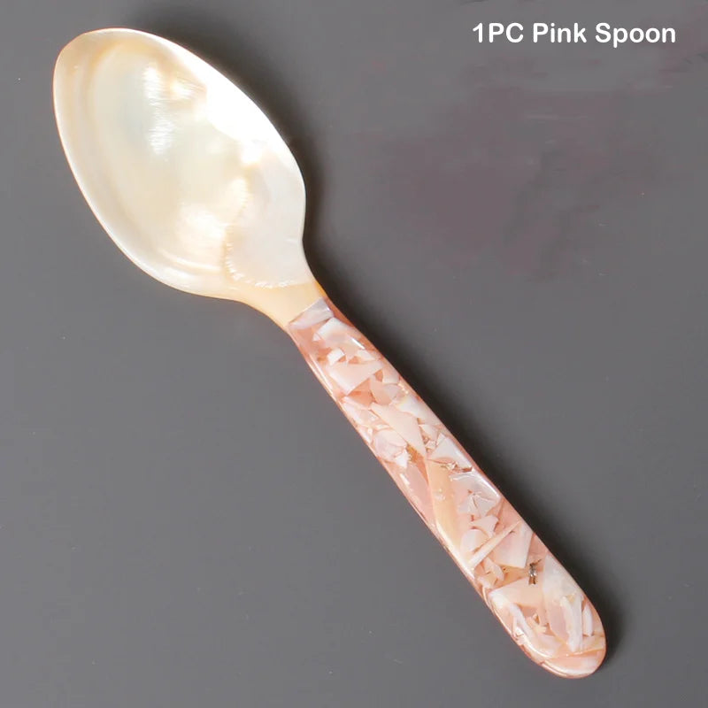 OllaLuxe Natural Shell Dessert & Coffee Spoon – Mother of Pearl Vintage Cutlery