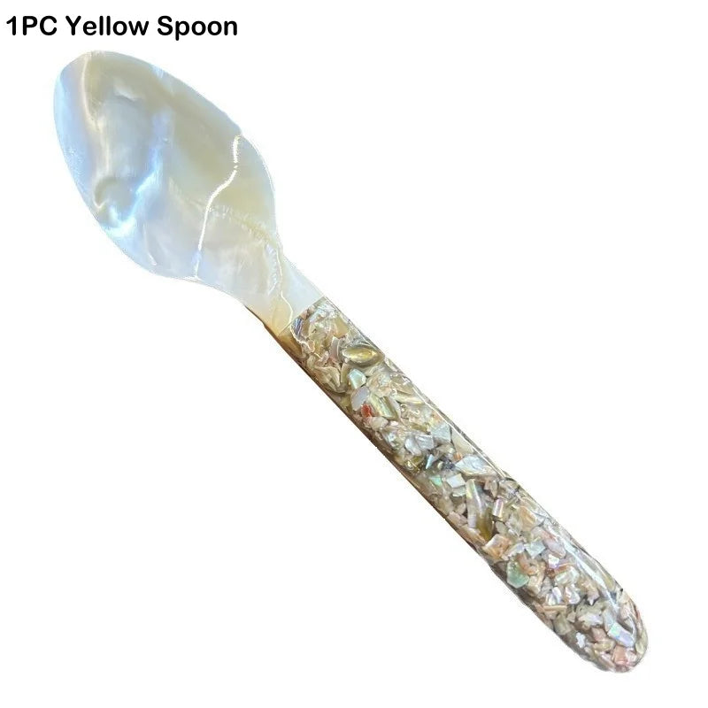 OllaLuxe Natural Shell Dessert & Coffee Spoon – Mother of Pearl Vintage Cutlery
