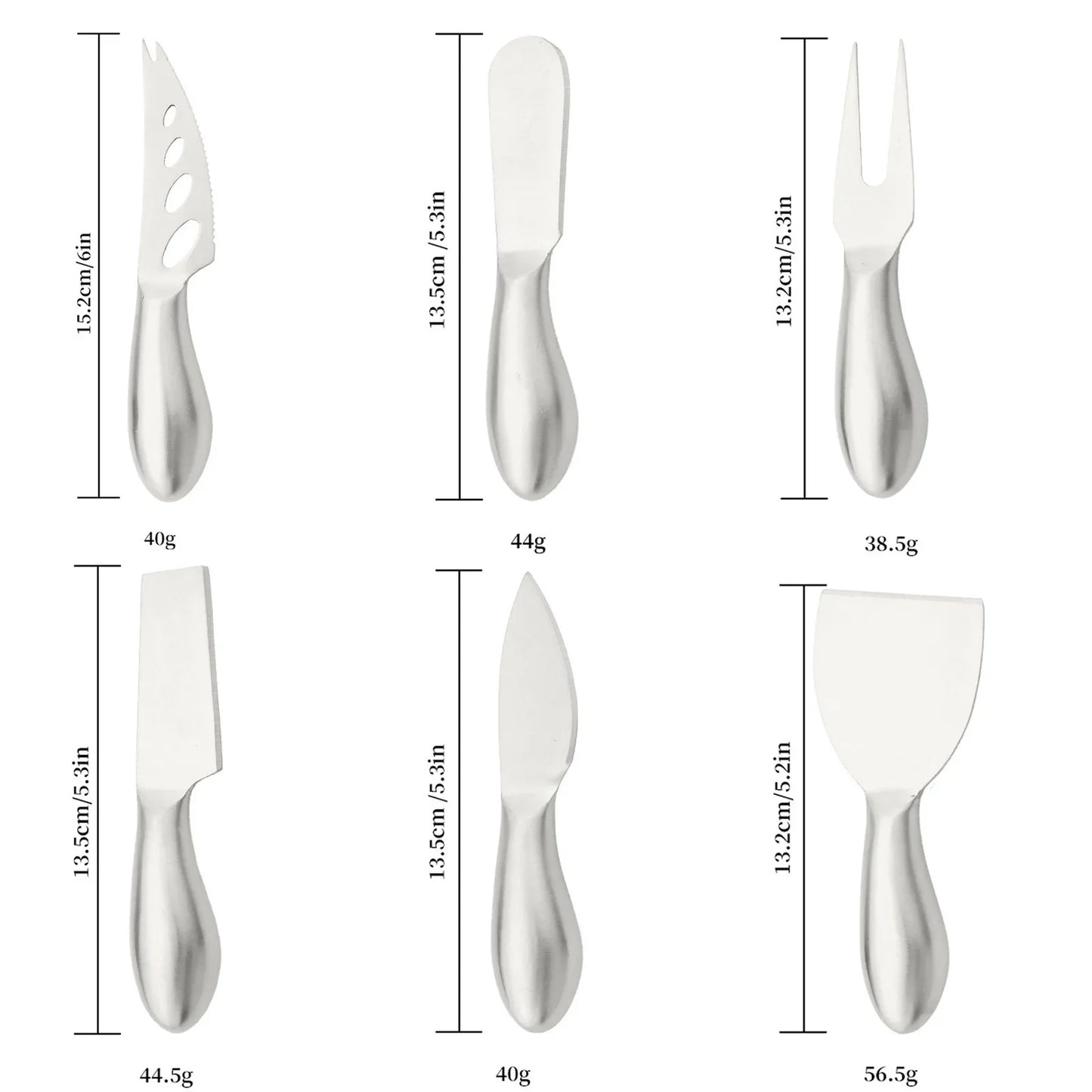OllaLuxe 6-Piece Stainless Steel Cheese & Butter Cutlery Set – Knives, Grater & Slicers