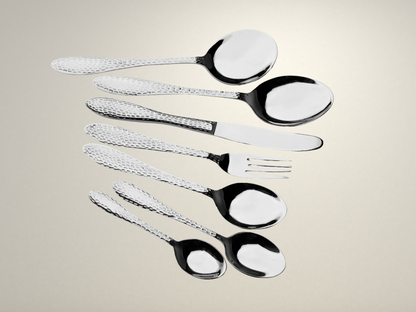 OllaLuxe 11 Gauge Premium Stainless Steel Cutlery Set – 34-Piece Heavy Gauge Hammer Finish