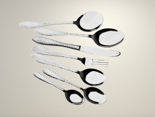 OllaLuxe 11 Gauge Premium Stainless Steel Cutlery Set – 34-Piece Heavy Gauge Hammer Finish