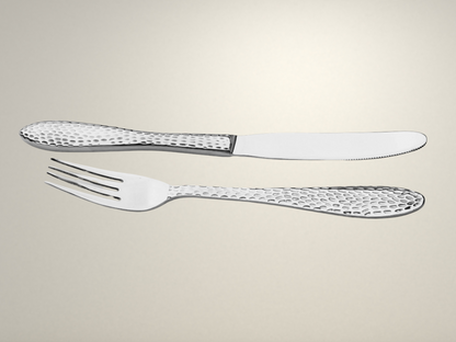 OllaLuxe 11 Gauge Premium Stainless Steel Cutlery Set – 34-Piece Heavy Gauge Hammer Finish