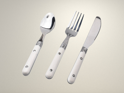 OllaLuxe 3-Piece Cutlery Set - Stainless Steel Knife, Fork & Spoon with Silicone Handles
