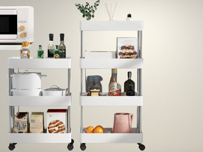 OllaLuxe 3/4-Tier Movable Gap Storage Rack – Slim Rolling Utility Cart for Kitchen, Bathroom & Living Room