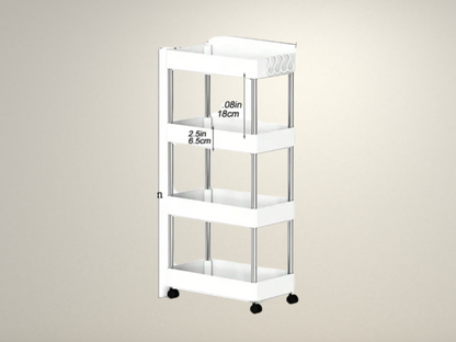 OllaLuxe 3/4-Tier Movable Gap Storage Rack – Slim Rolling Utility Cart for Kitchen, Bathroom & Living Room