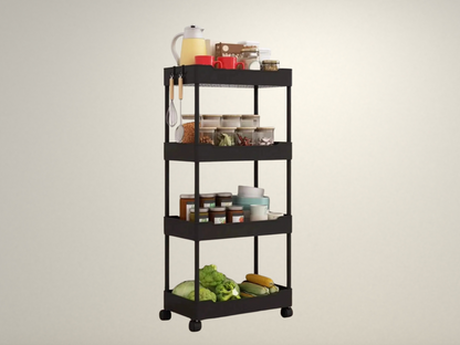 OllaLuxe 3/4-Tier Movable Gap Storage Rack – Slim Rolling Utility Cart for Kitchen, Bathroom & Living Room