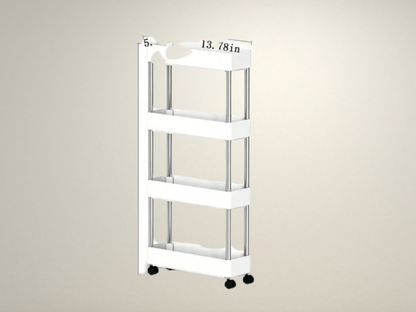 OllaLuxe 3/4-Tier Movable Gap Storage Rack – Slim Rolling Utility Cart for Kitchen, Bathroom & Living Room