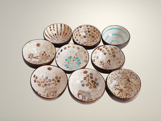 OllaLuxe Artisan Painted Coconut Shell Bowl – Handcrafted Decorative Storage & Display Bowl