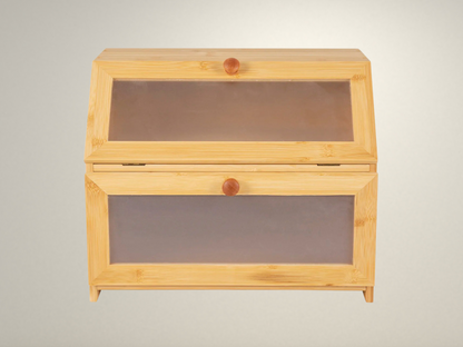OllaLuxe Bamboo Double-Layer Bread Box – Multi-Purpose Bread & Pastry Storage