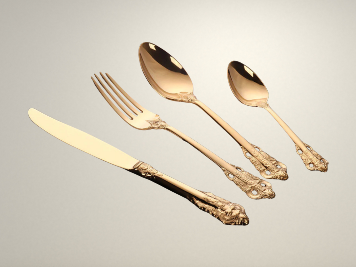 OllaLuxe Luxury Carving Gold Cutlery Set